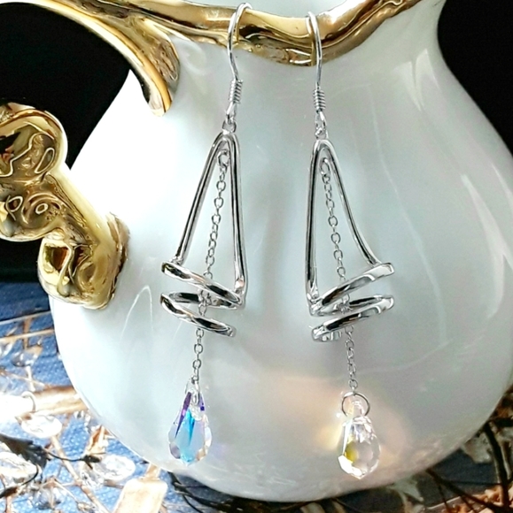 Jewelry - NEW S925 Prism Swarovski Element Earrings